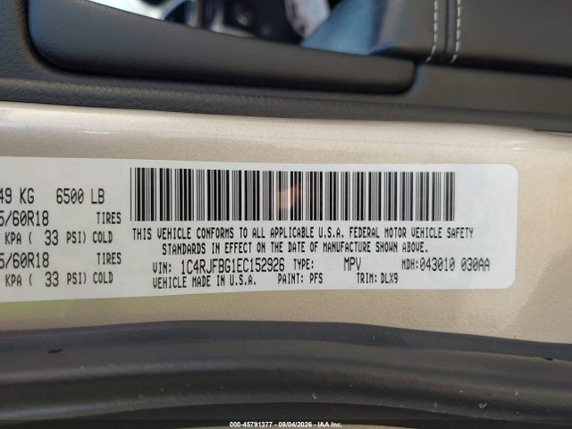45791377 :رقم المزاد ، 1C4RJFBG1EC152926 vin ، 2014 Jeep Grand Cherokee Limited مزاد بيع