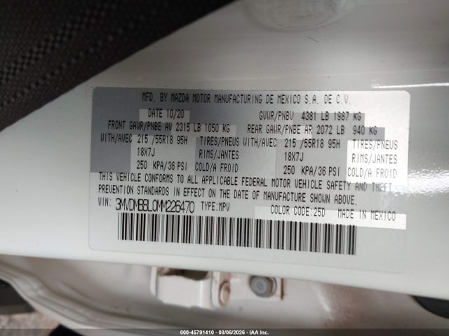Продажа на аукционе авто 2021 Mazda Cx-30 Select, vin: 3MVDMBBL0MM226470, номер лота: 45791410