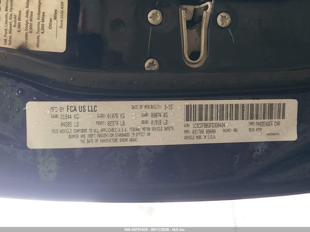 45791428 :رقم المزاد ، 1C3CDFBB3FD330434 vin ، 2015 Dodge Dart Sxt مزاد بيع