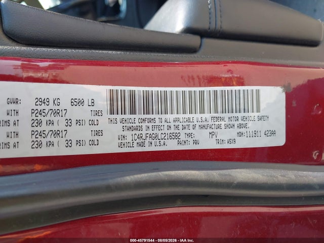Продажа на аукционе авто 2020 Jeep Grand Cherokee Laredo E 4x4, vin: 1C4RJFAG0LC216582, номер лота: 45791544