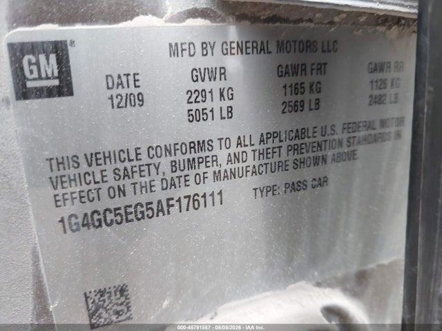 Продаж на аукціоні авто 2010 Buick Lacrosse Cxl, vin: 1G4GC5EG5AF176111, номер лоту: 45791587