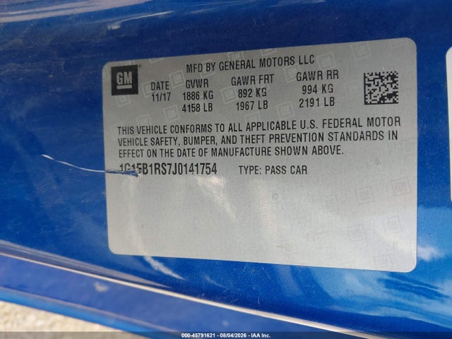 1G1FB1RS7J0141754 Chevrolet Camaro 1lt
