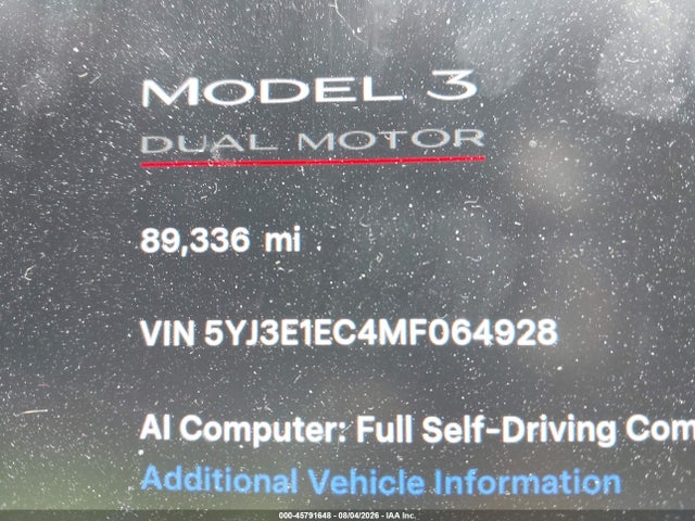 Aukcja sprzedaży 2021 Tesla Model 3 Performance Dual Motor All-wheel Drive, vin: 5YJ3E1EC4MF064928, numer aukcji: 45791648