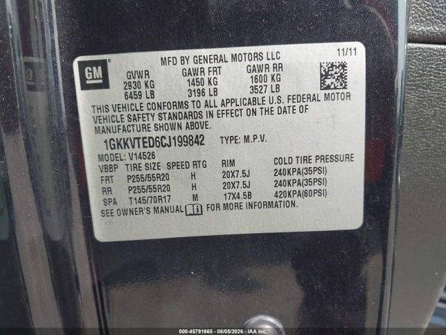 Продаж на аукціоні авто 2012 Gmc Acadia Denali, vin: 1GKKVTED6CJ199842, номер лоту: 45791665