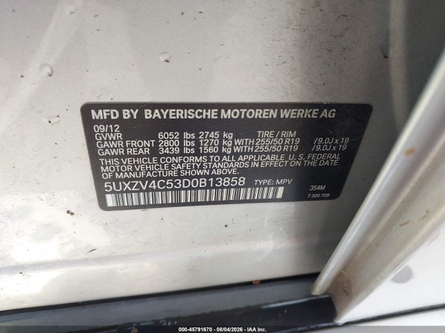 Продажа на аукционе авто 2013 Bmw X5 Xdrive35i/xdrive35i Premium/xdrive35i Sport Activity, vin: 5UXZV4C53D0B13858, номер лота: 45791670