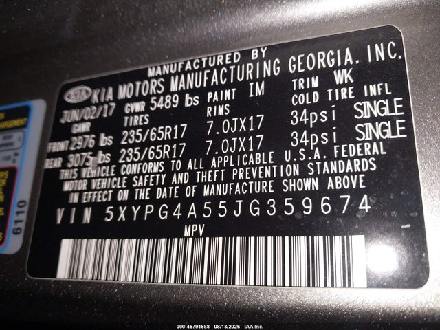 KIA Sorento 3.3l Lx 2018 5XYPG4A55JG359674 Image 9