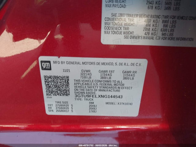 GMC Sierra 1500 Limited 4wd Standard Box Denali 2022 3GTU9FELXNG144543 Image 9