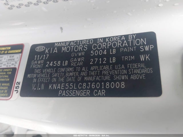 Aukcja sprzedaży 2018 Kia Stinger Gt2, vin: KNAE55LC8J6018008, numer aukcji: 45791714