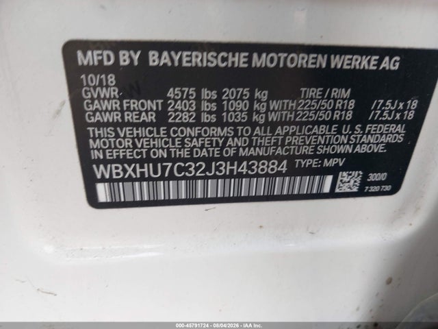 Aukcja sprzedaży 2018 Bmw X1 Sdrive28i, vin: WBXHU7C32J3H43884, numer aukcji: 45791724