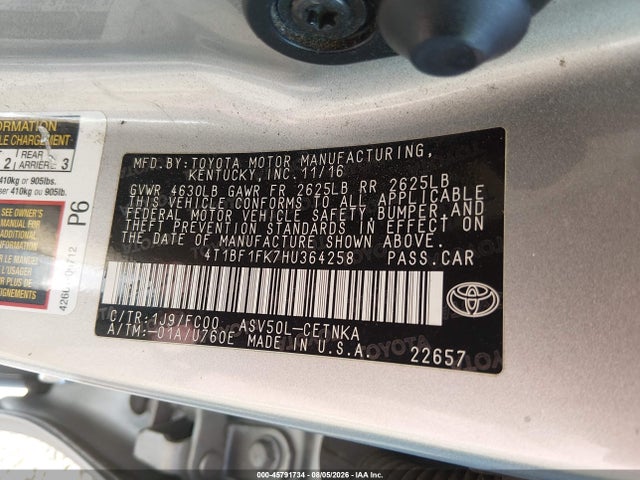 4T1BF1FK7HU364258 Toyota CAMRY LE