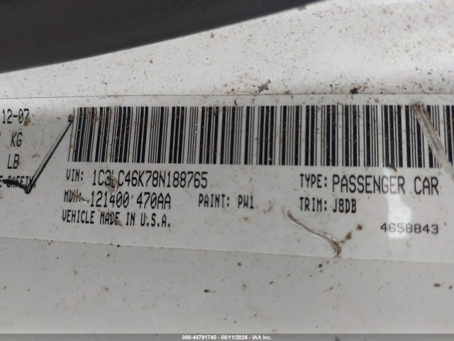 45791740 :رقم المزاد ، 1C3LC46K78N188765 vin ، 2008 Chrysler Sebring Lx مزاد بيع