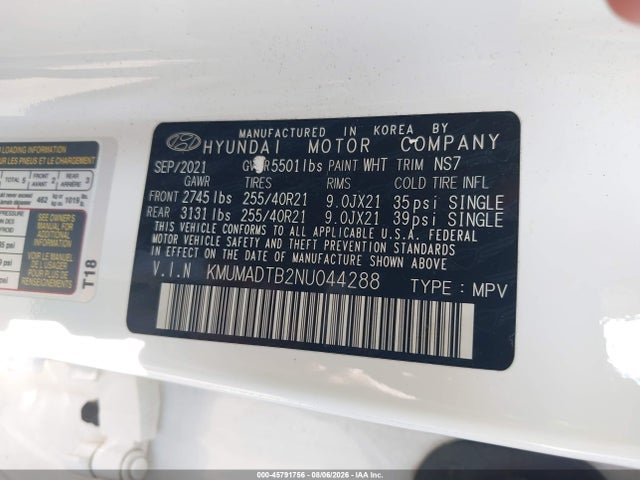 45791756 :رقم المزاد ، KMUMADTB2NU044288 vin ، 2022 Genesis Gv70 2.5t Awd مزاد بيع