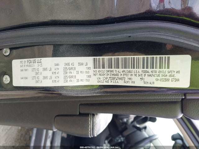 45791782 :رقم المزاد ، 1C4PJMDS8FW704872 vin ، 2015 Jeep Cherokee Limited مزاد بيع