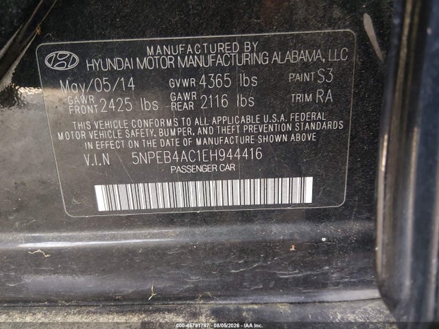 Hyundai SONATA GLS 2014 5NPEB4AC1EH944416 Image 9