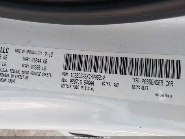 Aukcja sprzedaży 2012 Chrysler 200 S, vin: 1C3BCBGGXCN206212, numer aukcji: 45791813