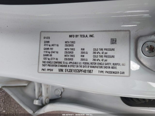 Tesla Model 3 Performance Dual Motor All-wheel Drive 2023 5YJ3E1EC6PF481987 Image 9