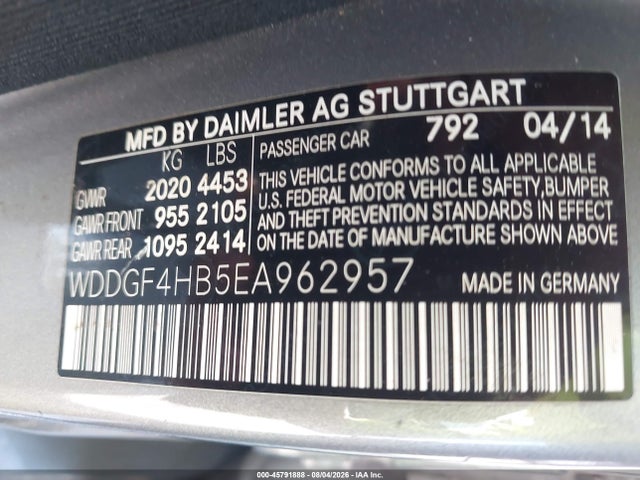 Aukcja sprzedaży 2014 Mercedes-benz C 250 Sport, vin: WDDGF4HB5EA962957, numer aukcji: 45791888