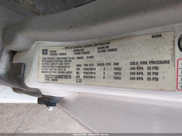 45791957 :رقم المزاد ، 1GCCS19E488219570 vin ، 2008 Chevrolet Colorado Work Truck مزاد بيع