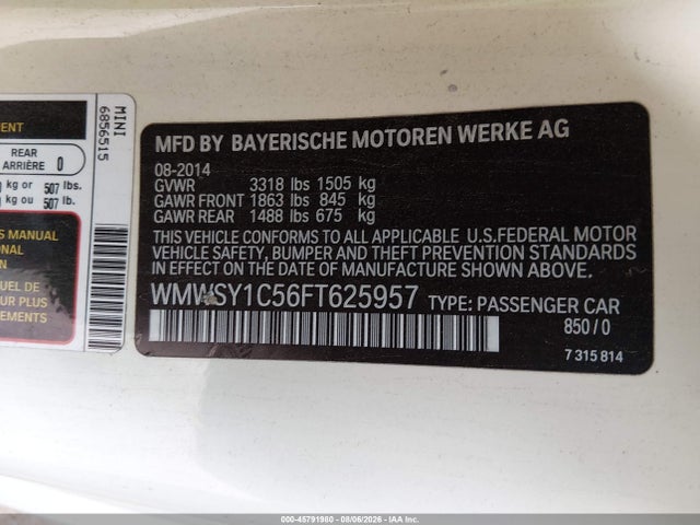 Mini Roadster Cooper 2015 WMWSY1C56FT625957 Image 9