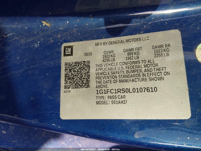 1G1FC1RS0L0107610 Chevrolet Camaro Rwd 2lt