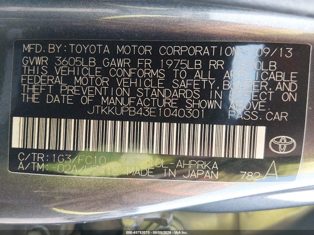 Продажа на аукционе авто 2014 Scion Xd, vin: JTKKUPB43E1040301, номер лота: 45792070
