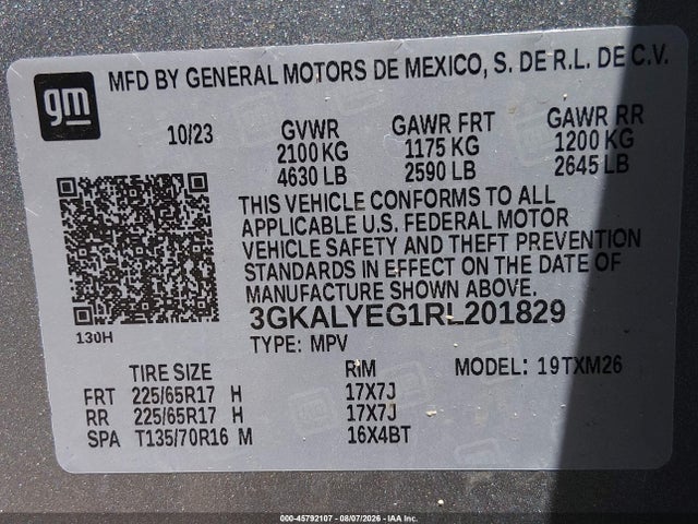 Продажа на аукционе авто 2024 Gmc Terrain Awd At4, vin: 3GKALYEG1RL201829, номер лота: 45792107