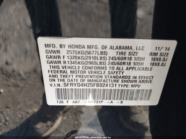 5FRYD4H25FB024131 Acura MDX