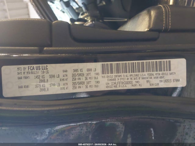 2017 Jeep Grand Cherokee Limited მანქანა იყიდება აუქციონზე, vin: 1C4RJFBT8HC682831, აუქციონის ნომერი: 45792217
