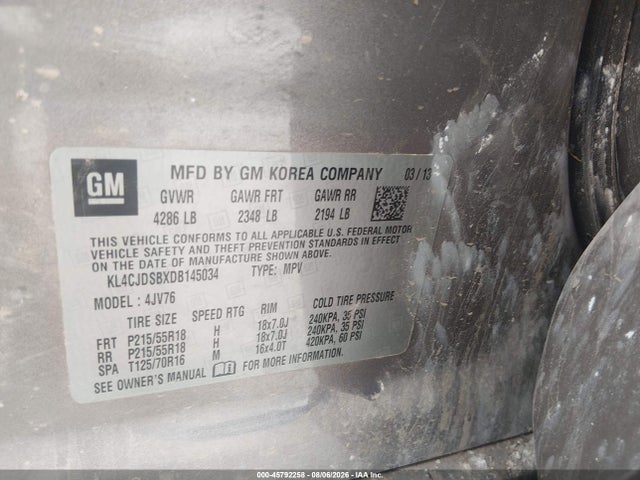 Продаж на аукціоні авто 2013 Buick Encore Premium, vin: KL4CJDSBXDB145034, номер лоту: 45792258