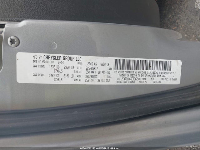 Aukcja sprzedaży 2014 Dodge Grand Caravan Se 30th Anniversary, vin: 2C4RDGBG5ER347948, numer aukcji: 45792265
