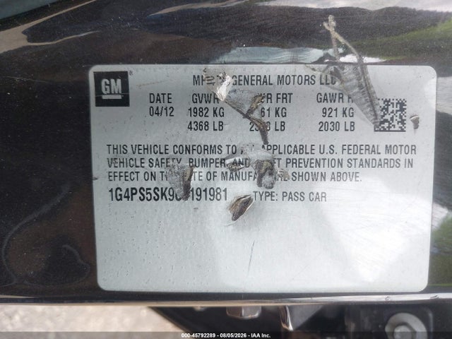45792289 :رقم المزاد ، 1G4PS5SK9C4191981 vin ، 2012 Buick Verano Leather Group مزاد بيع