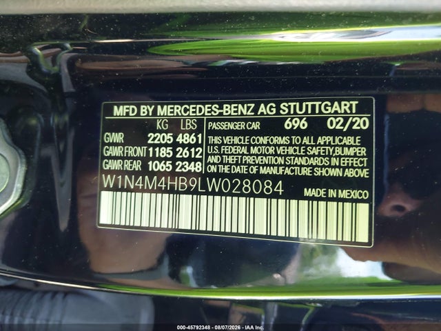 2020 Mercedes-benz Glb 250 4matic მანქანა იყიდება აუქციონზე, vin: W1N4M4HB9LW028084, აუქციონის ნომერი: 45792348