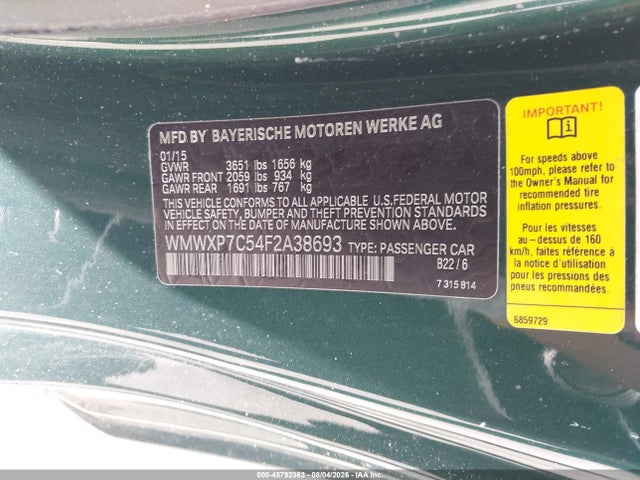 Продажа на аукционе авто 2015 Mini Hardtop Cooper S, vin: WMWXP7C54F2A38693, номер лота: 45792363