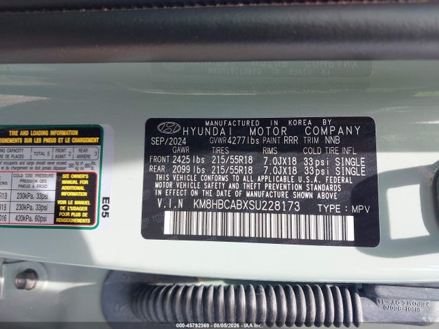 45792369 :رقم المزاد ، KM8HBCABXSU228173 vin ، 2025 Hyundai Kona Sel مزاد بيع