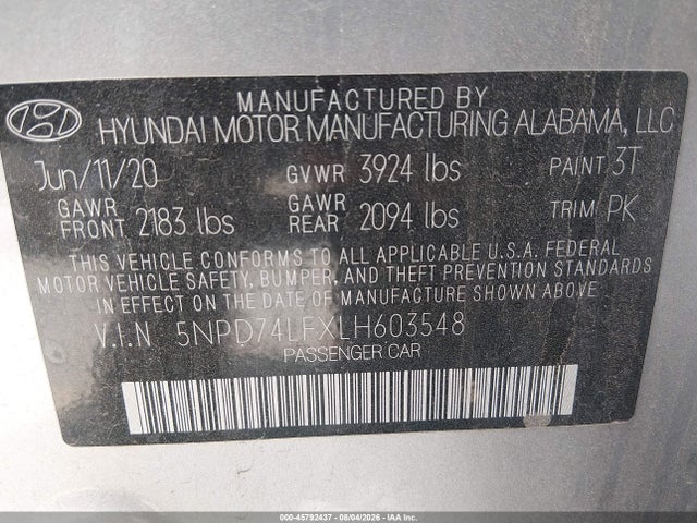Hyundai ELANTRA SE 2020 5NPD74LFXLH603548 Image 9
