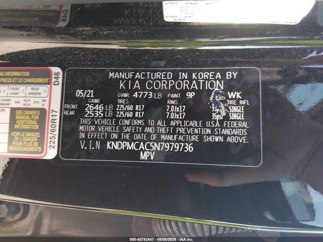 Продаж на аукціоні авто 2022 Kia Sportage Lx, vin: KNDPMCAC5N7979736, номер лоту: 45792447