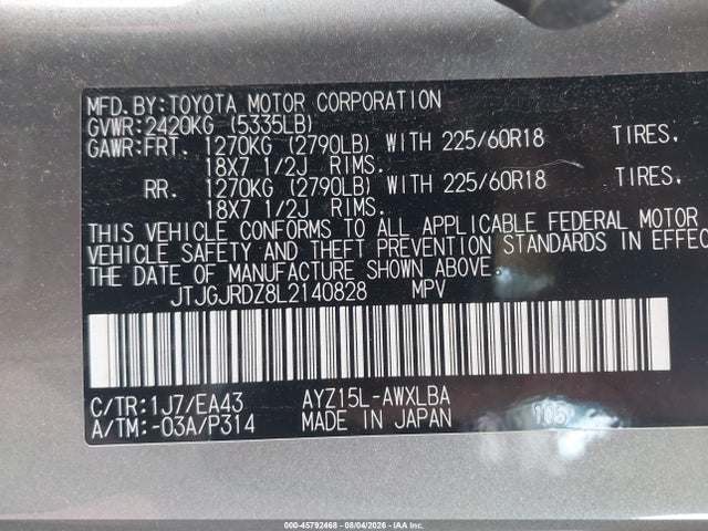 Продажа на аукционе авто 2020 Lexus Nx 300h, vin: JTJGJRDZ8L2140828, номер лота: 45792468