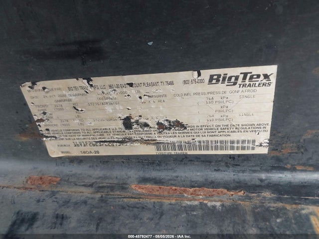 Продажа на аукционе авто 2023 Big Tex Trailer Co Inc Unknown, vin: 16V1F2625P2267175, номер лота: 45792477