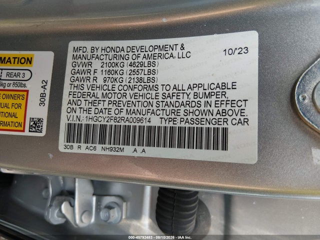 Продаж на аукціоні авто 2024 Honda Accord Hybrid Touring, vin: 1HGCY2F82RA009614, номер лоту: 45792483