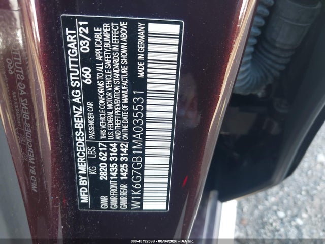 Aukcja sprzedaży 2021 Mercedes-benz S 580 4matic, vin: W1K6G7GB1MA035531, numer aukcji: 45792599