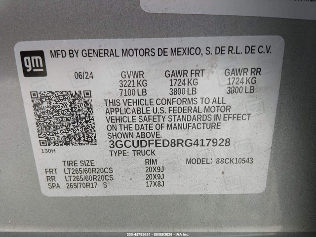 3GCUDFED8RG417928 Chevrolet Silverado 1500 4wd Short Bed Lt Trail Boss