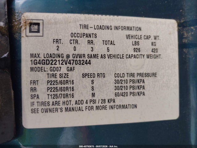 1997 Buick Riviera მანქანა იყიდება აუქციონზე, vin: 1G4GD2212V4703244, აუქციონის ნომერი: 45792670