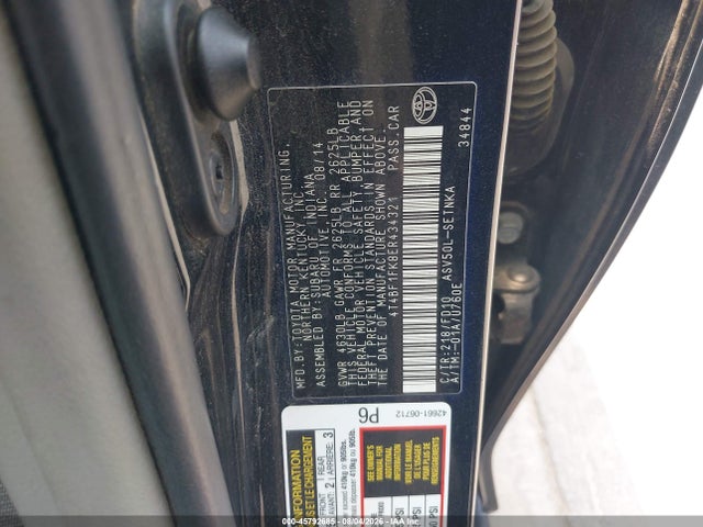 Продажа на аукционе авто 2014 Toyota Camry Le, vin: 4T4BF1FK8ER434321, номер лота: 45792685