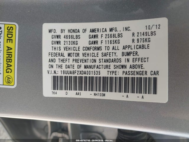 Продажа на аукционе авто 2013 Acura Tl 3.5, vin: 19UUA8F2XDA001535, номер лота: 45792705