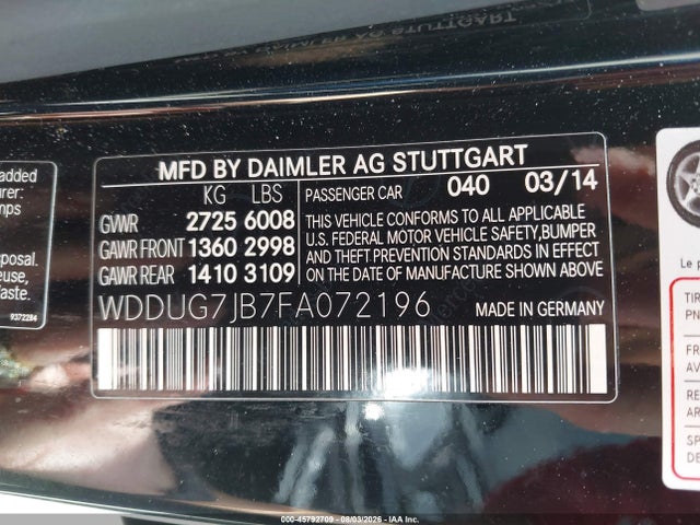 Продаж на аукціоні авто 2015 Mercedes-benz S 63 Amg 4matic, vin: WDDUG7JB7FA072196, номер лоту: 45792709