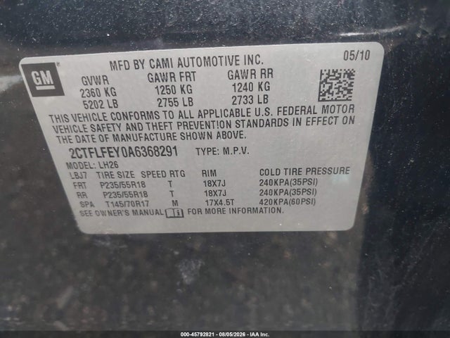 2010 Gmc Terrain Slt მანქანა იყიდება აუქციონზე, vin: 2CTFLFEY0A6368291, აუქციონის ნომერი: 45792821