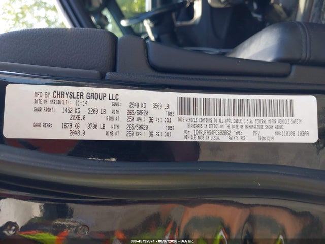 45792871 :رقم المزاد ، 1C4RJFAG4FC692662 vin ، 2015 Jeep Grand Cherokee Altitude مزاد بيع
