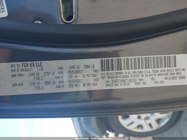 Продаж на аукціоні авто 2016 Dodge Journey Se, vin: 3C4PDCAB8GT195153, номер лоту: 45792887