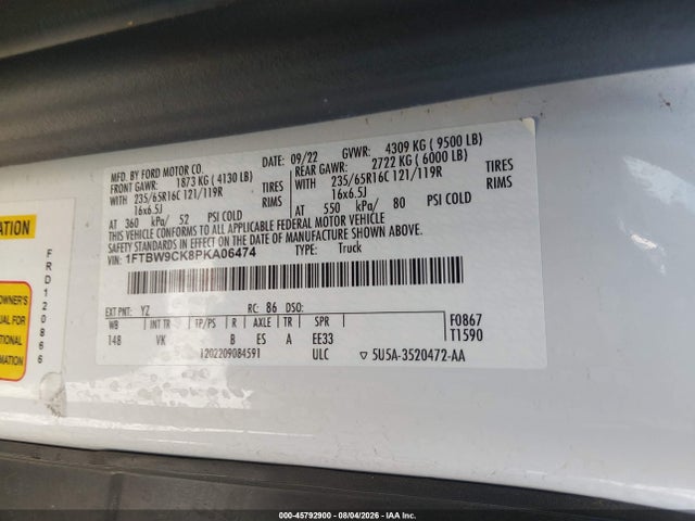 1FTBW9CK8PKA06474 Ford E-transit-350