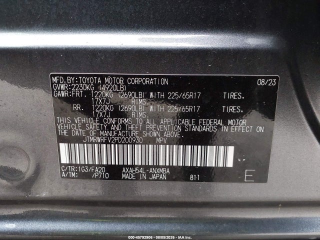 Продажа на аукционе авто 2023 Toyota Rav4 Hybrid Xle, vin: JTMRWRFV2PD200930, номер лота: 45792906